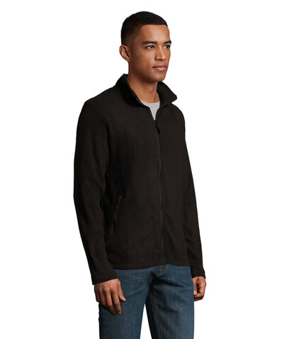 NORMAN HERREN FL JACKE 220g - Schwarz bedrucken, Art.-Nr. S02093-BK-S