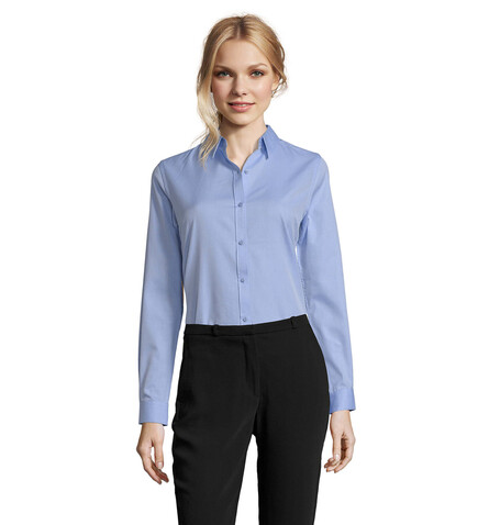 BRODY WOMEN HERINGBON SHIRT - Sky Blue bedrucken, Art.-Nr. S02103-SK-L