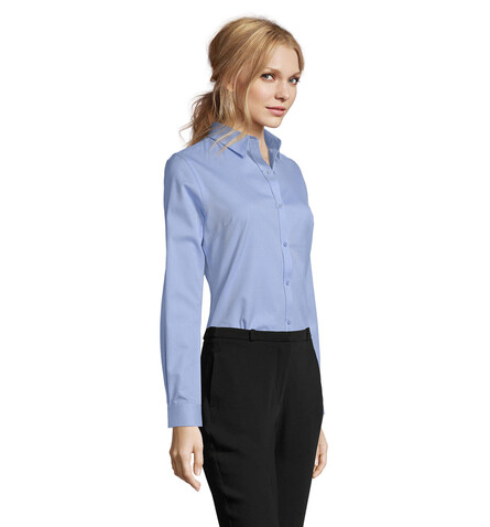 BRODY WOMEN HERINGBON SHIRT - Sky Blue bedrucken, Art.-Nr. S02103-SK-L