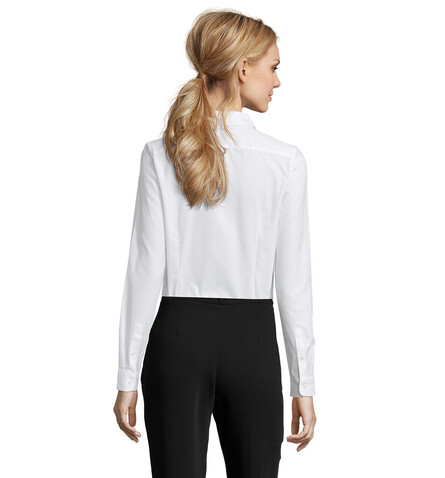 BRODY WOMEN HERINGBON SHIRT - White bedrucken, Art.-Nr. S02103-WH-L