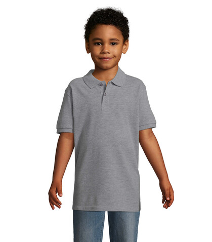 PERFECT KINDER POLO 180g - Grau-Melange 2 bedrucken, Art.-Nr. S02948-GY-3XL