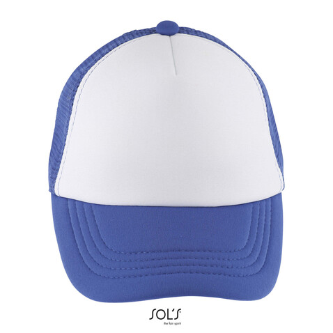 BUBBLE KIDS 5 PANEL CAP - Weiß/Royalblau bedrucken, Art.-Nr. S03091-WL-M