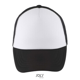 BUBBLE KIDS 5 PANEL CAP - Weiß/ Schwarz bedrucken, Art.-Nr. S03091-WB-M