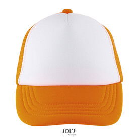 BUBBLE KIDS 5 PANEL CAP - White/Neon Orange bedrucken, Art.-Nr. S03091-OW-M