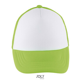 BUBBLE KIDS 5 PANEL CAP - White/Neon Green bedrucken, Art.-Nr. S03091-GW-M