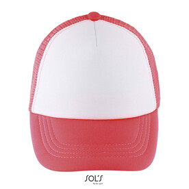 BUBBLE KIDS 5 PANEL CAP - White/Neon Coral bedrucken, Art.-Nr. S03091-CW-M