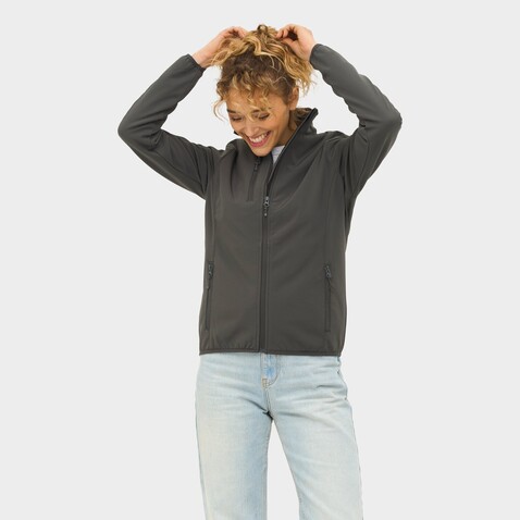 RADIAN WOMEN SOFTSHELL - Anthrazitgrau bedrucken, Art.-Nr. S03107-CR-XL