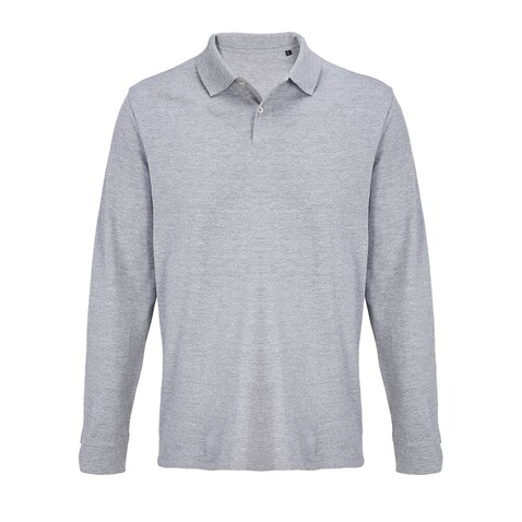 PACIFIC LSL POLO - Grau-Melange 2 bedrucken, Art.-Nr. S04441-GY-XXL