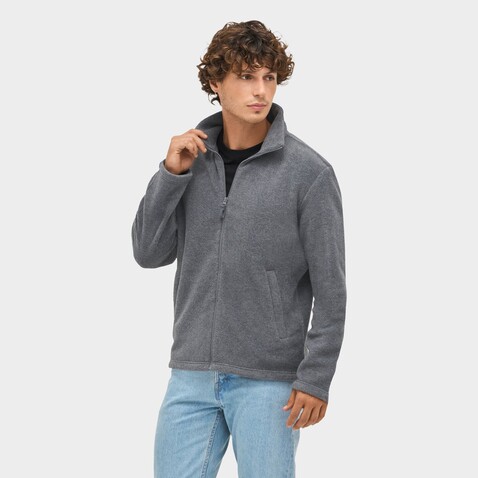 NITRO-JACKE MIT ZIPPER - Graue Melange bedrucken, Art.-Nr. S04759-GM-XXL