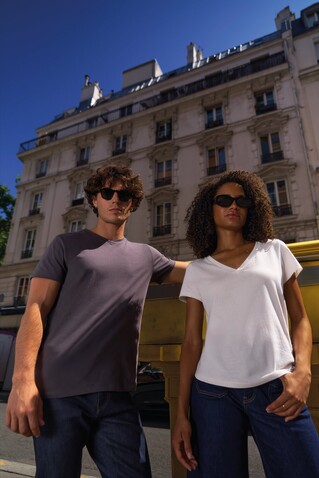 REGENT V V-NECK T-SHIRT - Dunkelgrau bedrucken, Art.-Nr. S04765-DG-M