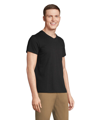 REGENT V V-NECK T-SHIRT - Deep Black bedrucken, Art.-Nr. S04765-DB-S REGENT V V-NECK T-SHIRT - Deep Black bedrucken, Art.-Nr. S04765-DB-S