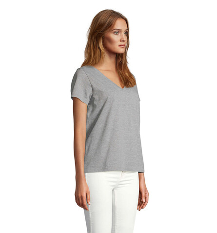 REGENT V T-SHIRT WOMEN - Graue Melange bedrucken, Art.-Nr. S04766-GM-XS