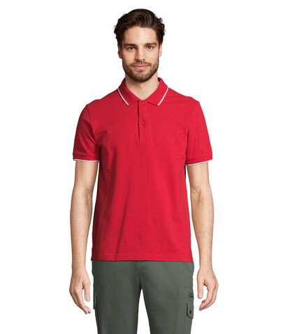 PALERMO POLO-SHIRT - Leuchtend Rot / Weiß bedrucken, Art.-Nr. S04769-KA-XXL