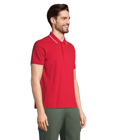 PALERMO POLO-SHIRT - Leuchtend Rot / Weiß bedrucken, Art.-Nr. S04769-KA-XXL