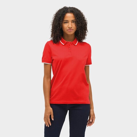 PALERMO POLO-SHIRT - Leuchtend Rot / Weiß bedrucken, Art.-Nr. S04769-KA-XXL