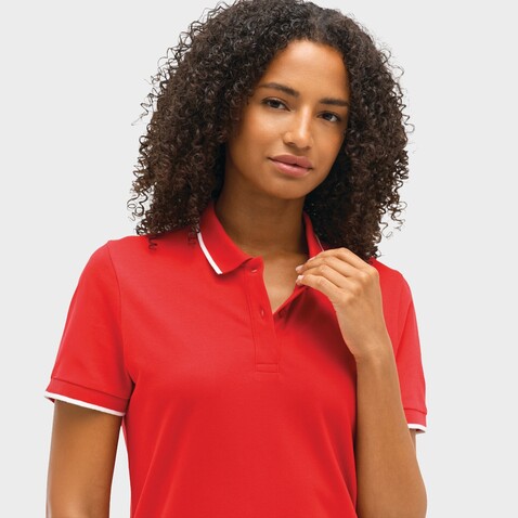 PALERMO POLO-SHIRT - Leuchtend Rot / Weiß bedrucken, Art.-Nr. S04769-KA-XXL