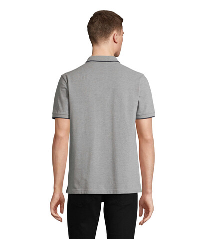 PALERMO POLO-SHIRT - Grey Melange/ French Navy bedrucken, Art.-Nr. S04769-GF-S