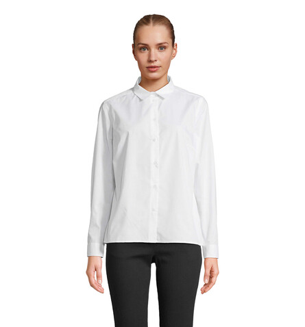 BAILEY WOMEN POPLIN SHIRT - White bedrucken, Art.-Nr. S04771-WH-S BAILEY WOMEN POPLIN SHIRT - White bedrucken, Art.-Nr. S04771-WH-S
