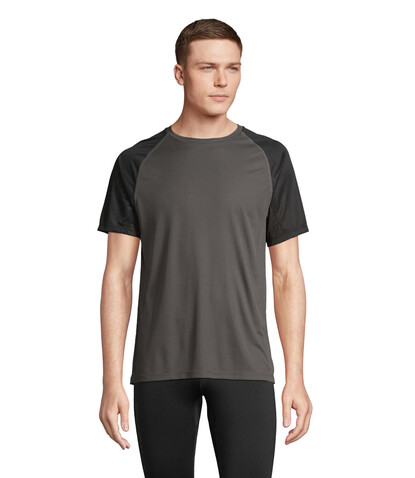 VORTEX RAGLAN T-SHIRT - Black/Charcoal Grey bedrucken, Art.-Nr. S04787-BI-M VORTEX RAGLAN T-SHIRT - Black/Charcoal Grey bedrucken, Art.-Nr. S04787-BI-M