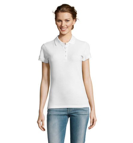 PEOPLE DAMEN POLO 210g - White bedrucken, Art.-Nr. S11310-WH-L