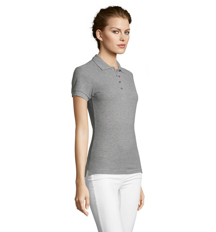 PEOPLE DAMEN POLO 210g - Grau-Melange 2 bedrucken, Art.-Nr. S11310-GY-XXL