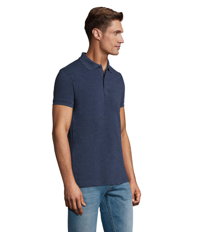 PERFECT MEN Polo 180g - Heather Denim bedrucken, Art.-Nr. S11346-HD-M