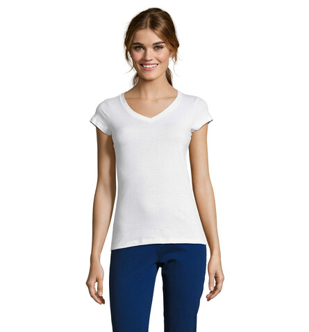 MOON DAMENT-SHIRT 150g - White bedrucken, Art.-Nr. S11388-WH-M