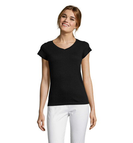 MOON DAMENT-SHIRT 150g - Deep Black bedrucken, Art.-Nr. S11388-DB-3XL