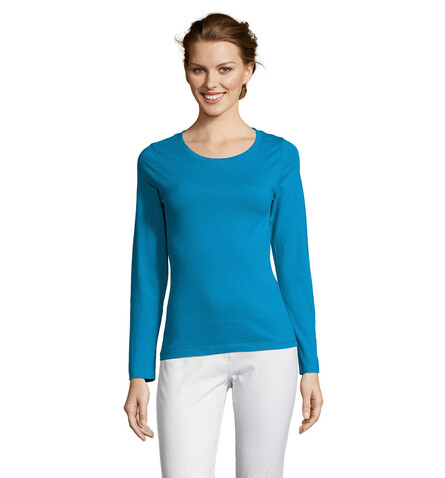 MAJESTIC DAMENT-SHIRT 150g - Aqua bedrucken, Art.-Nr. S11425-AQ-S MAJESTIC DAMENT-SHIRT 150g - Aqua bedrucken, Art.-Nr. S11425-AQ-S