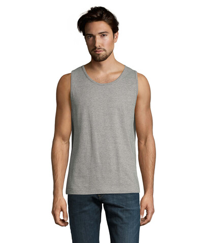 JUSTIN MEN'S TANK TOP 150 - Graue Melange bedrucken, Art.-Nr. S11465-GM-L