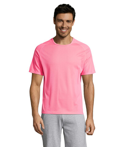 SPORTY MEN T-Shirt - Neon-Rosa 2 bedrucken, Art.-Nr. S11939-NP-3XL
