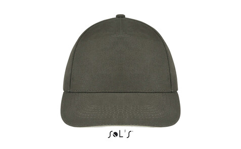 SUNNY FIVE PANEL CAP 180g - Army/Beige bedrucken, Art.-Nr. S88110-AE-M