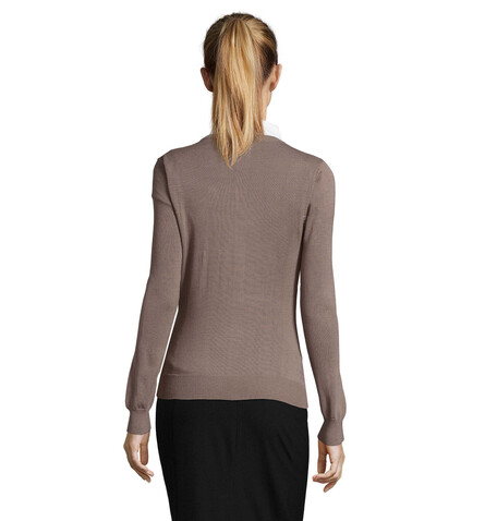 GALAXY WOMEN V-NECK SWEATER - Medium Grey bedrucken, Art.-Nr. S90010-EP-XL