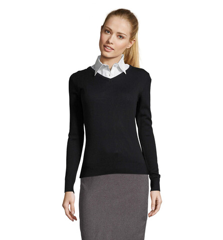 GALAXY WOMEN V-NECK SWEATER - Navy bedrucken, Art.-Nr. S90010-NY-M