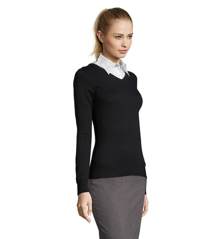 GALAXY WOMEN V-NECK SWEATER - Navy bedrucken, Art.-Nr. S90010-NY-M