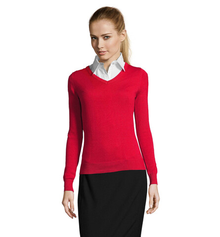 GALAXY WOMEN V-NECK SWEATER - Red bedrucken, Art.-Nr. S90010-RD-XL GALAXY WOMEN V-NECK SWEATER - Red bedrucken, Art.-Nr. S90010-RD-XL