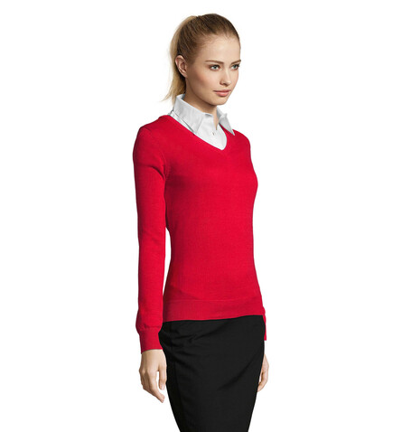 GALAXY WOMEN V-NECK SWEATER - Red bedrucken, Art.-Nr. S90010-RD-XL GALAXY WOMEN V-NECK SWEATER - Red bedrucken, Art.-Nr. S90010-RD-XL