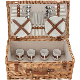 Picknickkorb Levin | 4 Personen – Braun bedrucken, Art.-Nr. 011999999_5795