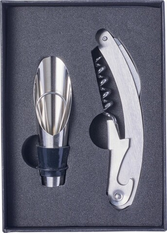 2-teiliges Sommelierset aus Edelstahl Dale – Schwarz bedrucken, Art.-Nr. 001999999_8589 2-teiliges Sommelierset aus Edelstahl Dale – Schwarz bedrucken, Art.-Nr. 001999999_8589