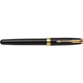 Parker Sonnet Tintenroller | Goldfarbene Zierelemente – Schwarz bedrucken, Art.-Nr. 001999127_9396