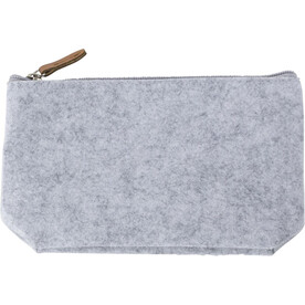 Kosmetiktasche Lucy | Filz | Kunstleder-Details – Hellgrau bedrucken, Art.-Nr. 027999999_970970