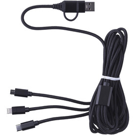 Nylon-Ladekabel Sable – Schwarz bedrucken, Art.-Nr. 001999999_979760