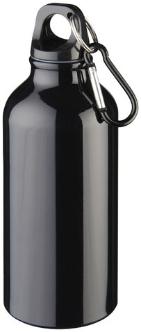 Oregon 400 ml Aluminium Trinkflasche mit Karabinerhaken, schwarz bedrucken, Art.-Nr. 10000201