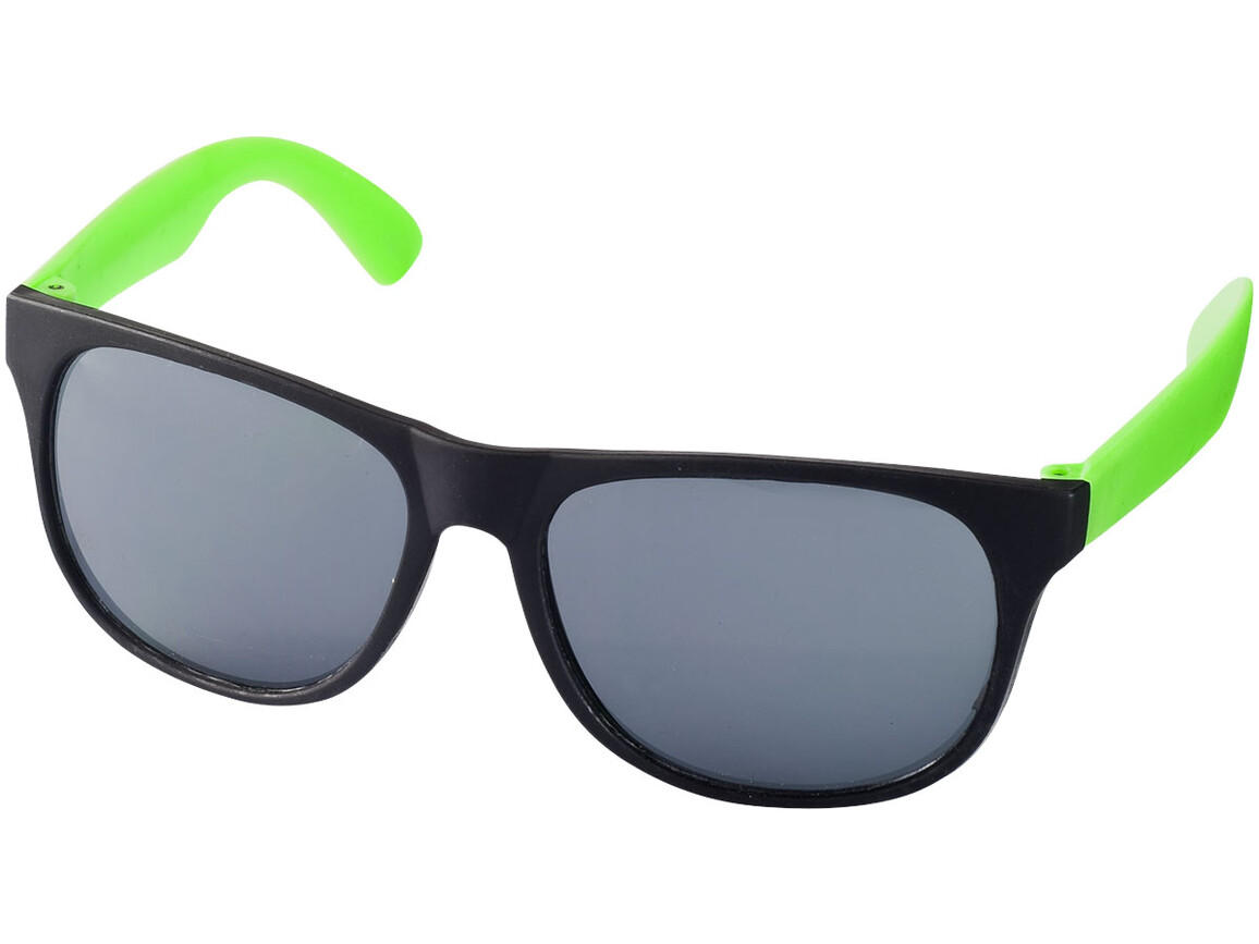 Retro zweifarbige Sonnenbrille, neongrün, schwarz bedrucken, Art.-Nr. 10034404
