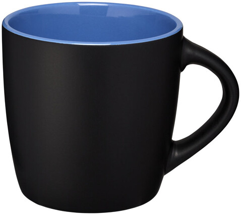 Riviera 340 ml Keramikbecher, schwarz, blau bedrucken, Art.-Nr. 10047601