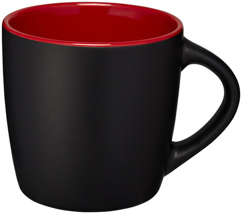 Riviera 340 ml Keramikbecher, schwarz, rot bedrucken, Art.-Nr. 10047602