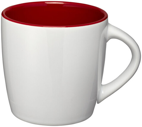 Aztec 340 ml Keramiktasse, weiss, rot bedrucken, Art.-Nr. 10047702