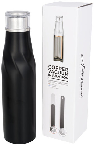 Hugo 650 ml selbstversiegelnde Kupfer-Vakuum Isolierflasche, schwarz bedrucken, Art.-Nr. 10052100
