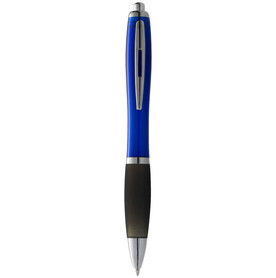 Nash Kugelschreiber farbig mit schwarzem Griff (schwarze Mine), blau, schwarz bedrucken, Art.-Nr. 10608504