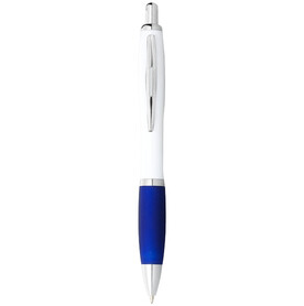 Nash Kugelschreiber weiß mit farbigem Griff (blaue Mine), weiss, royalblau bedrucken, Art.-Nr. 10690000 Nash Kugelschreiber weiß mit farbigem Griff (blaue Mine), weiss, royalblau bedrucken, Art.-Nr. 10690000